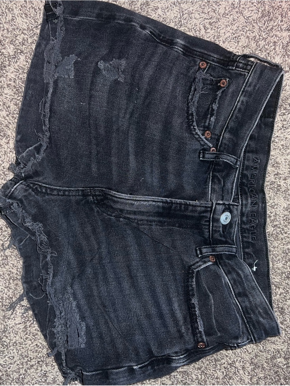 American Eagle Outfitters Black Distressed Cutoff Jean Shorts